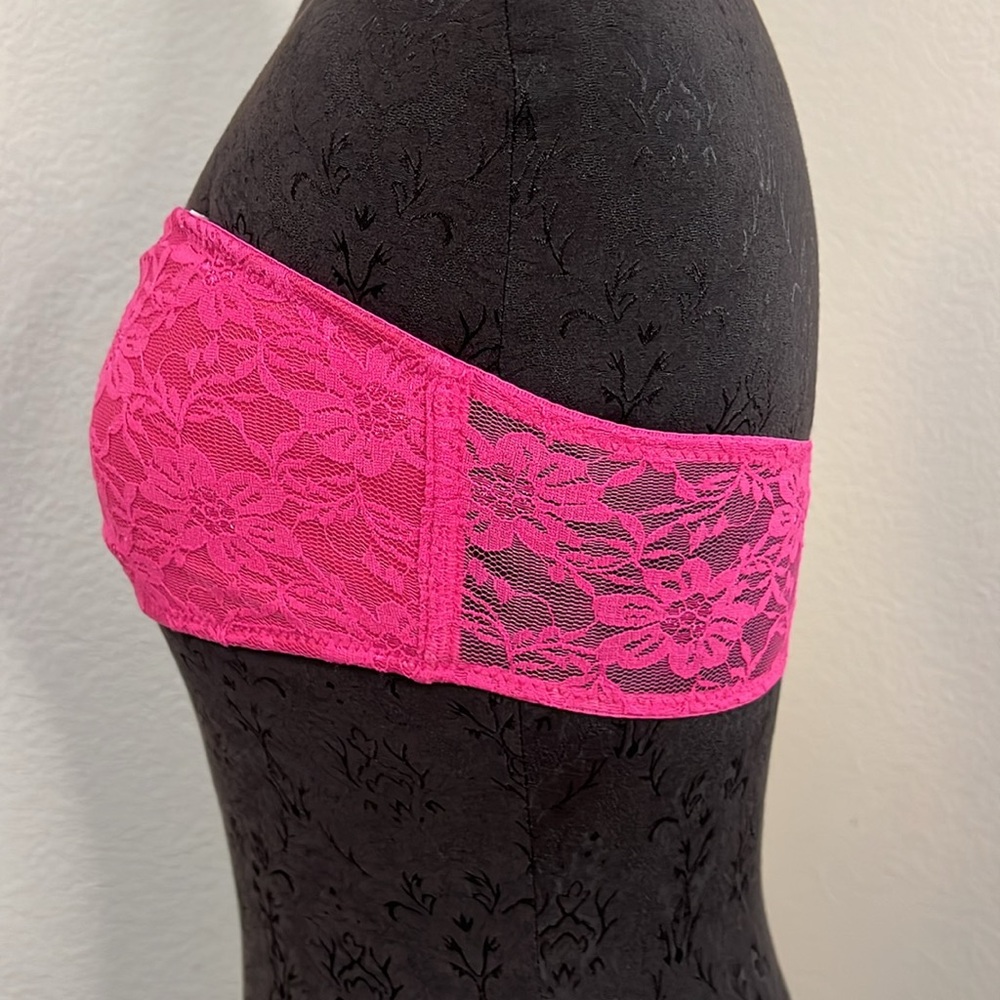 Bebe Lace Bandeau In Pink NEW without Tags - Picture 2 of 4